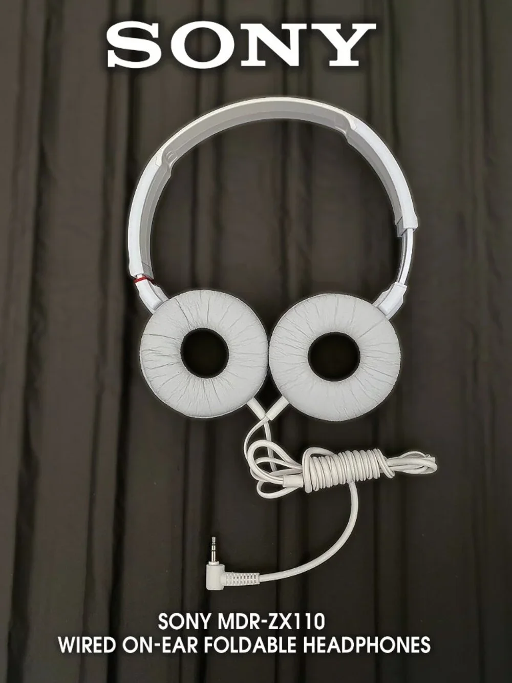 Sony MDR-ZX110 White Wired On-Ear Foldable Headphones